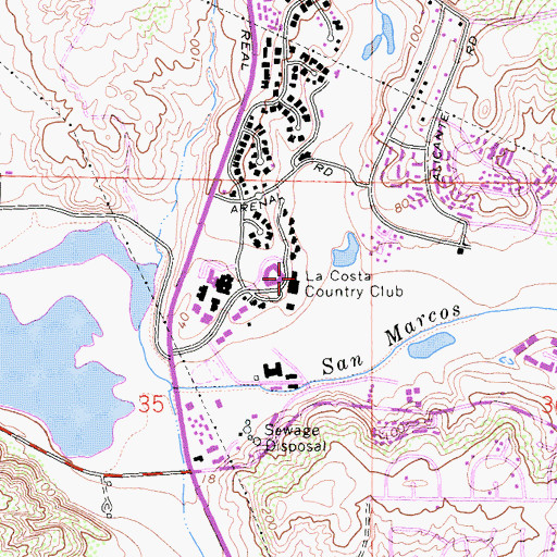 Topographic Map of La Costa Country Club, CA