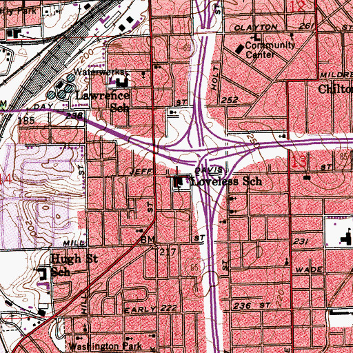 Topographic Map of Loveless Elementary School, AL
