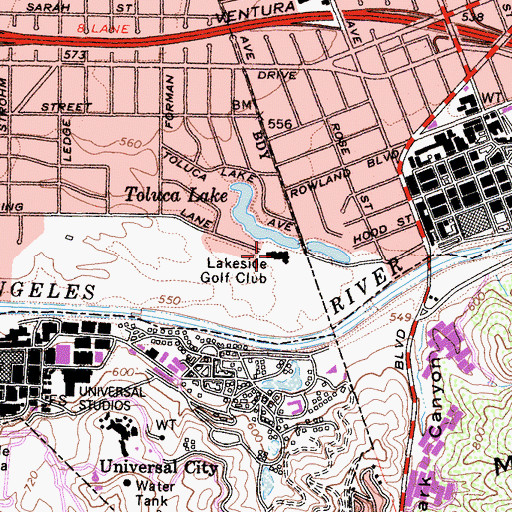 Topographic Map of Lakeside Golf Club, CA