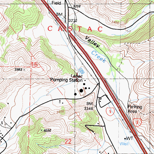 Topographic Map of Lebec Pumping Station, CA