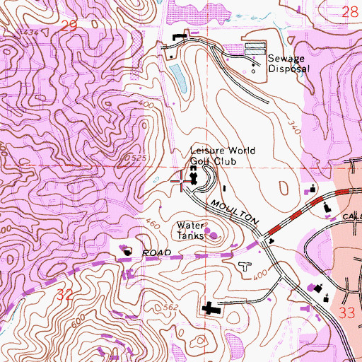 Topographic Map of Leisure World Golf Club, CA