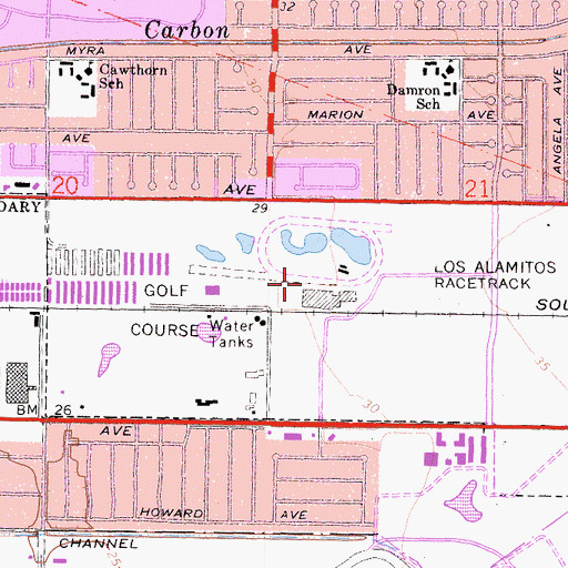 Topographic Map of Los Alamitos Racetrack, CA