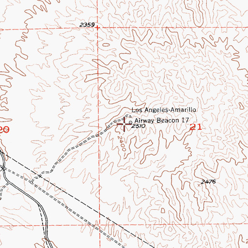 Topographic Map of Los Angeles Amarillo Airway Beacon 17, CA