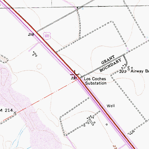 Topographic Map of Los Coches Substation, CA