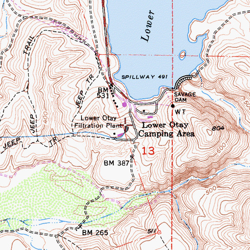 Topographic Map of Lower Otay Filtration Plant, CA