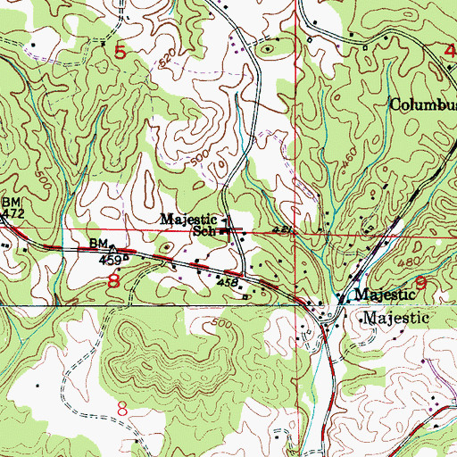 Topographic Map of Majestic High School, AL