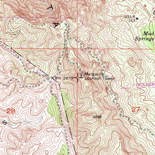 Topographic Map of Margarita Lookout Tower, CA