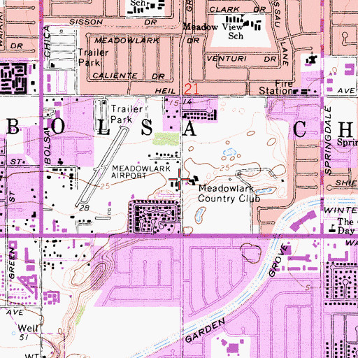 Topographic Map of Meadowlark Country Club, CA