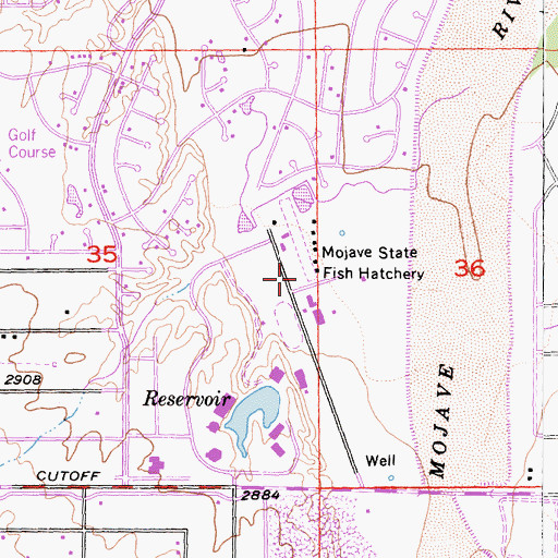 Topographic Map of Mojave State Fish Hatchery, CA