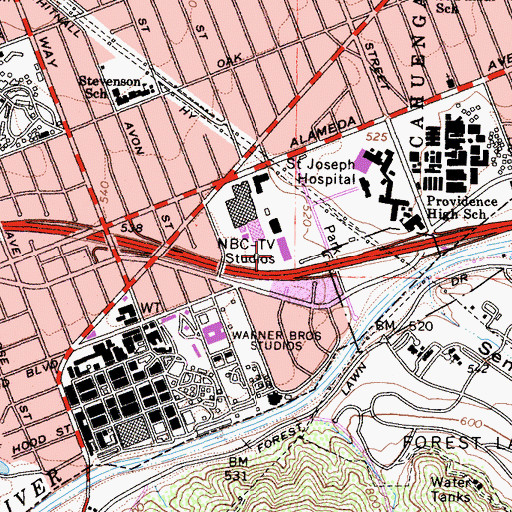 Topographic Map of NBC-TV Studios, CA