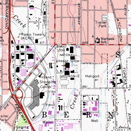 Topographic Map of National Orange Show Grounds, CA