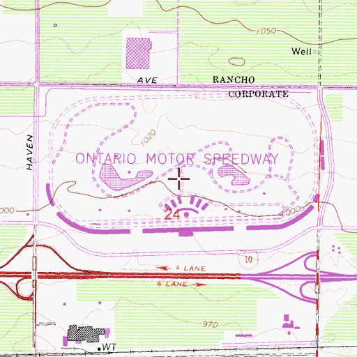Topographic Map of Ontario Motor Speedway (historical), CA