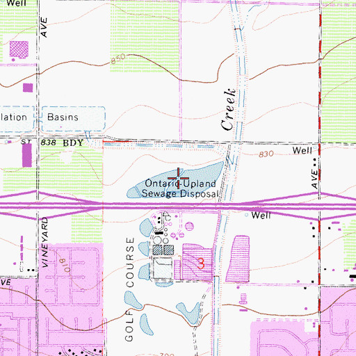 Topographic Map of Ontario-Upland Sewage Disposal, CA