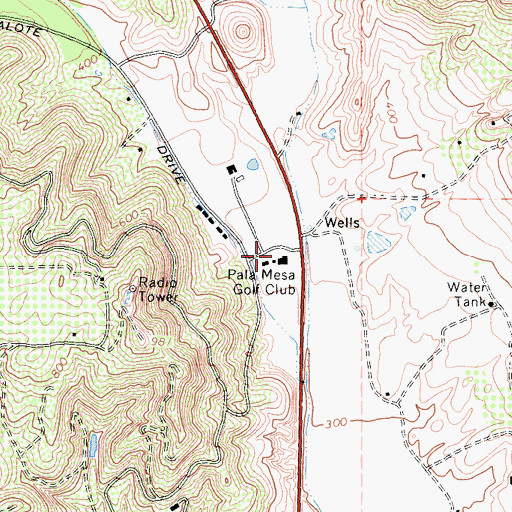 Topographic Map of Pala Mesa Golf Club, CA