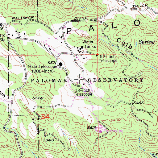 Topographic Map of Palomar Observatory, CA