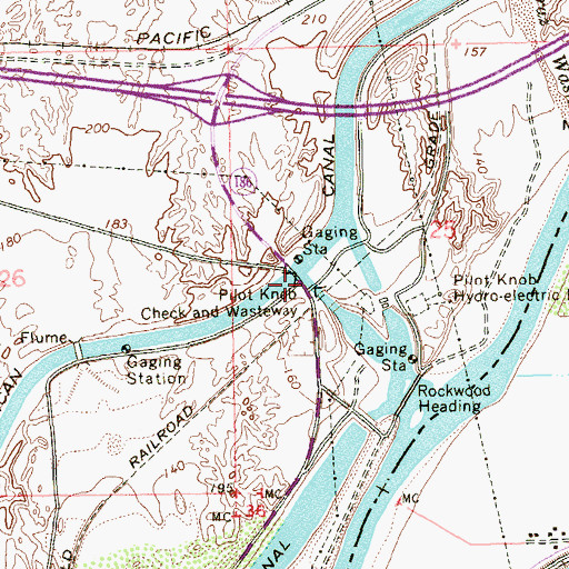 Topographic Map of Pilot Knob Check and Wasteway, CA