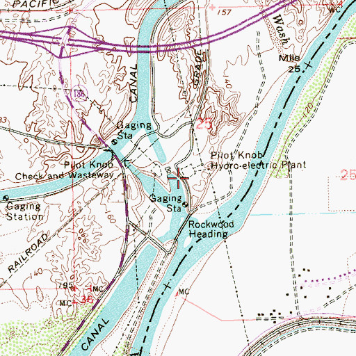 Topographic Map of Pilot Knob Hydro-electric Plant, CA