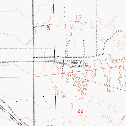 Topographic Map of Pilot Knob Substation, CA