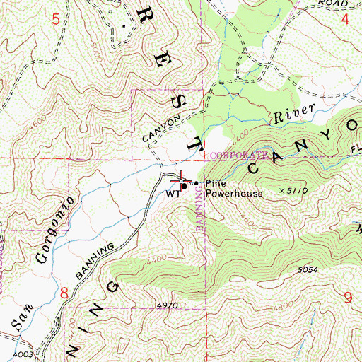 Topographic Map of Pine Powerhouse, CA