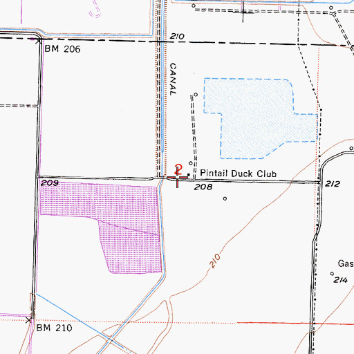 Topographic Map of Pintail Duck Club, CA