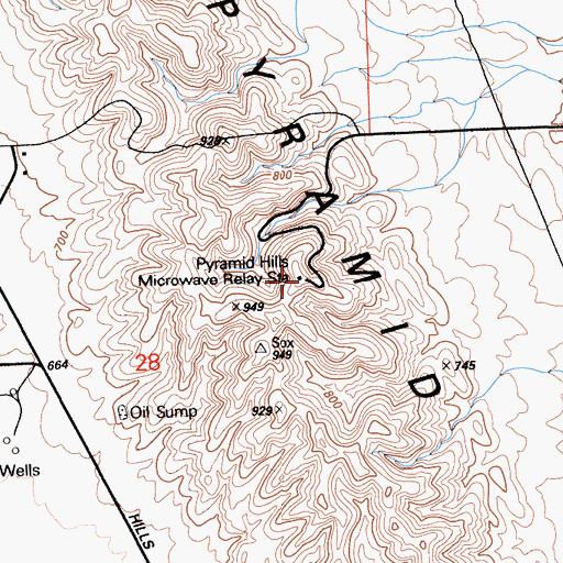 Topographic Map of Pyramid Hills Microwave Relay Station, CA