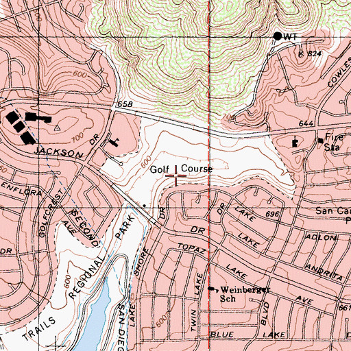 Topographic Map of San Carlos Golf Course, CA