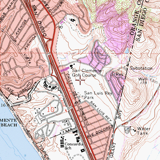 Topographic Map of San Clemente Golf Course, CA