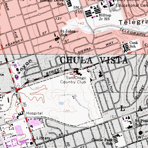 Topographic Map of San Diego Country Club, CA