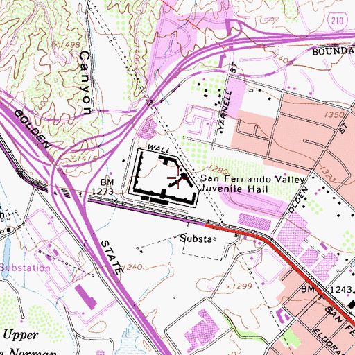 Topographic Map of San Fernando Valley Juvenile Hall, CA