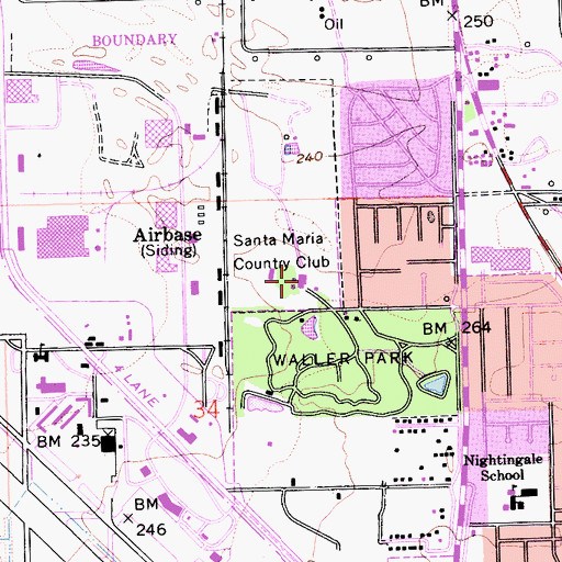 Topographic Map of Santa Maria Country Club, CA