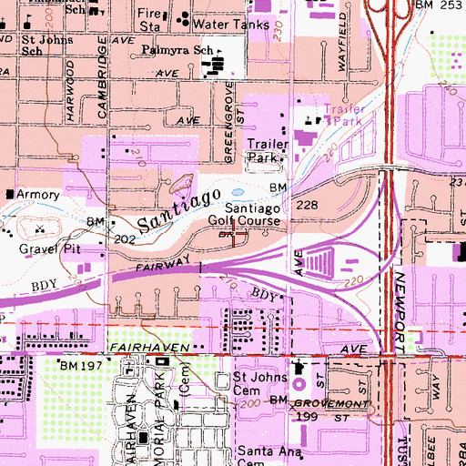 Topographic Map of Santiago Golf Course (historical), CA