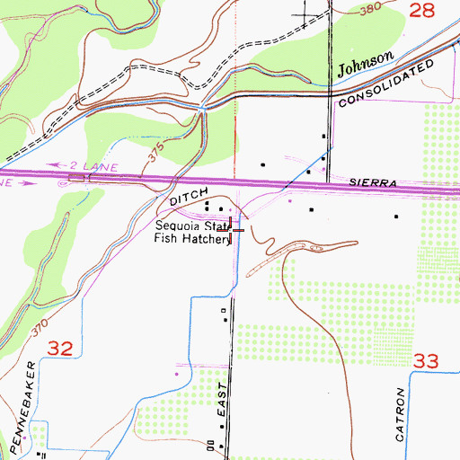 Topographic Map of Sequoia State Fish Hatchery, CA
