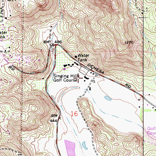 Topographic Map of Singing Hills Golf Course, CA