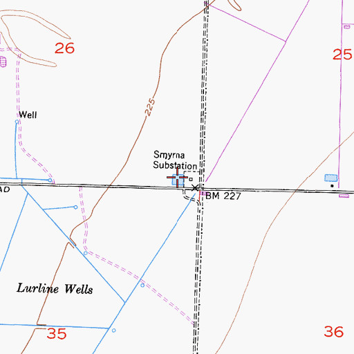 Topographic Map of Smyrna Substation, CA