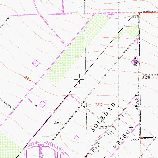 Topographic Map of Salinas Valley State Prison, CA
