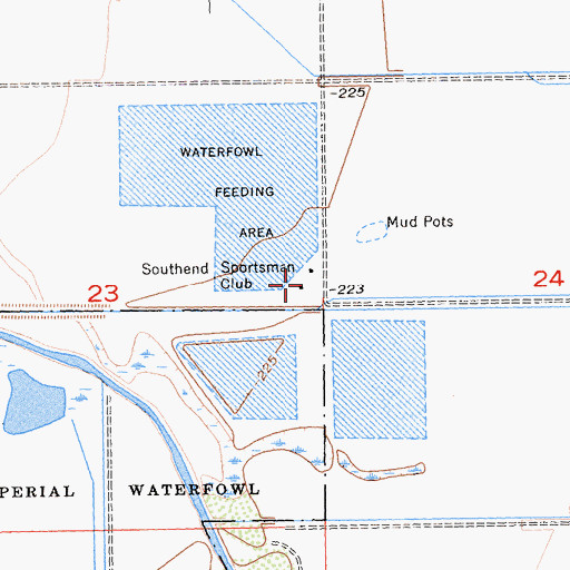 Topographic Map of Southend Sportsman Club, CA