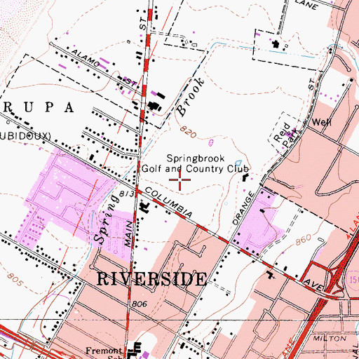 Topographic Map of Springbrook Golf and Country Club, CA