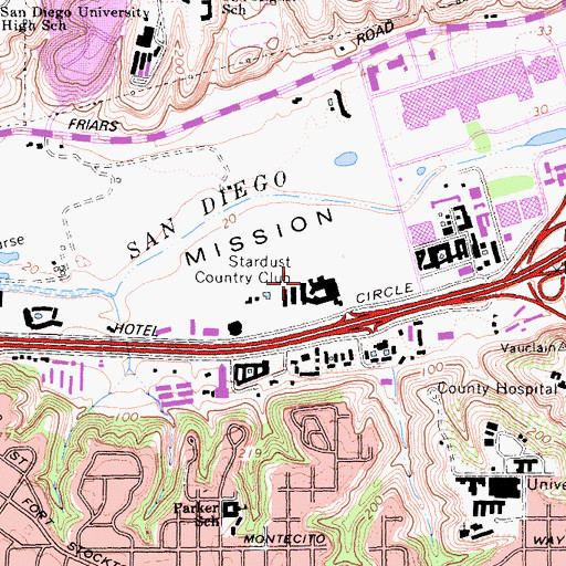 Topographic Map of Stardust Country Club, CA