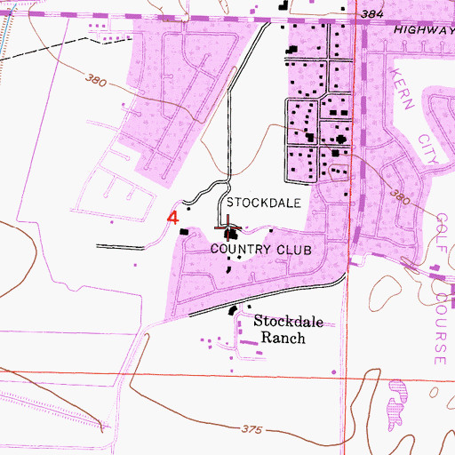 Topographic Map of Stockdale Country Club, CA