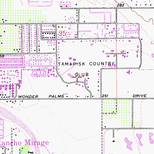 Topographic Map of Tamarisk Country Club, CA
