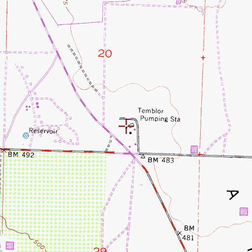 Topographic Map of Temblor Pumping Station, CA