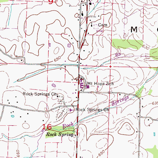 Topographic Map of Mount Hope High School, AL