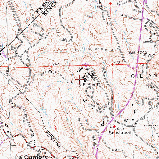 Topographic Map of Three P Plant, CA