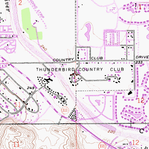 Topographic Map of Thunderbird Country Club, CA