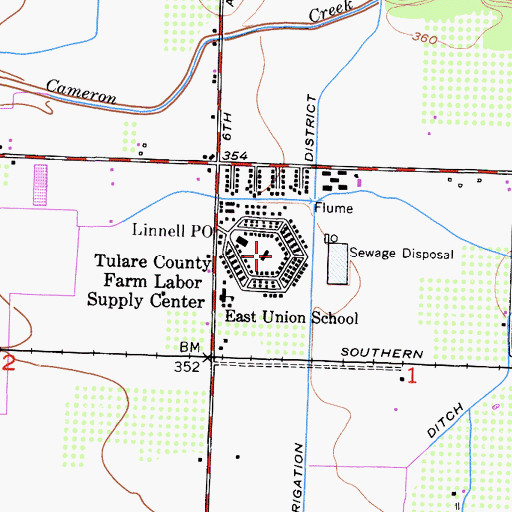 Topographic Map of Tulare County Farm Labor Supply Center, CA