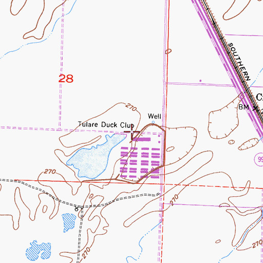 Topographic Map of Tulare Duck Club, CA