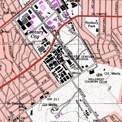 Topographic Map of Twentieth Century Fox Studios, CA