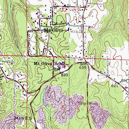 Topographic Map of Mount Olive Elementary School, AL
