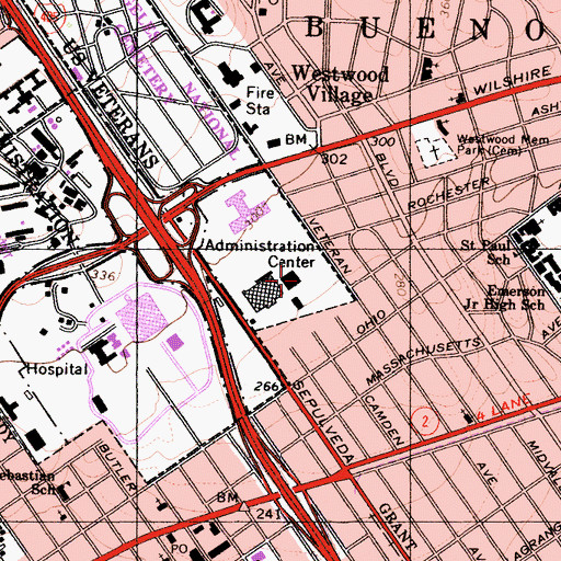Topographic Map of United States Veterans Administration Center, CA