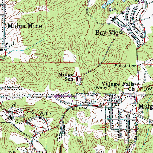 Topographic Map of Mulga Elementary School, AL